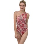 Paisley Red Ornament Texture To One Side Swimsuit