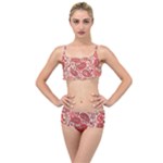 Paisley Red Ornament Texture Layered Top Bikini Set