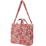 Paisley Red Ornament Texture Square Shoulder Tote Bag