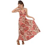 Paisley Red Ornament Texture Backless Maxi Beach Dress