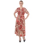Paisley Red Ornament Texture Front Wrap High Low Dress