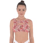 Paisley Red Ornament Texture Bandaged Up Bikini Top