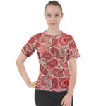 Paisley Red Ornament Texture Women s Sport Raglan T-Shirt