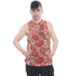 Paisley Red Ornament Texture Men s Sleeveless Hoodie