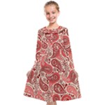Paisley Red Ornament Texture Kids  Midi Sailor Dress