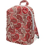 Paisley Red Ornament Texture Zip Up Backpack