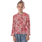 Paisley Red Ornament Texture Kids  Frill Detail T-Shirt