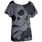 Paisley Skull, Abstract Art Women s Oversized T-Shirt