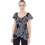Paisley Skull, Abstract Art Lace Front Dolly Top