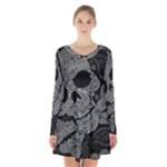 Paisley Skull, Abstract Art Long Sleeve Velvet V-neck Dress