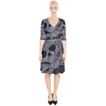Paisley Skull, Abstract Art Wrap Up Cocktail Dress