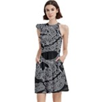 Paisley Skull, Abstract Art Cocktail Party Halter Sleeveless Dress With Pockets