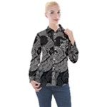 Paisley Skull, Abstract Art Women s Long Sleeve Pocket Shirt