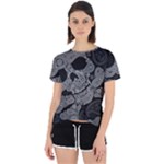 Paisley Skull, Abstract Art Open Back Sport T-Shirt