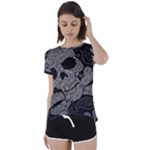 Paisley Skull, Abstract Art Short Sleeve Open Back T-Shirt