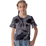 Paisley Skull, Abstract Art Kids  Cuff Sleeve Scrunch Bottom T-Shirt