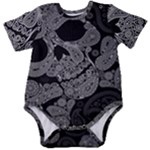 Paisley Skull, Abstract Art Baby Short Sleeve Bodysuit