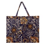 Paisley Texture, Floral Ornament Texture Zipper Large Tote Bag