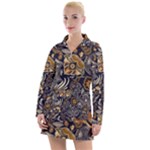 Paisley Texture, Floral Ornament Texture Women s Long Sleeve Casual Dress