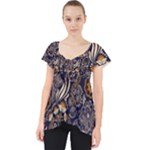 Paisley Texture, Floral Ornament Texture Lace Front Dolly Top
