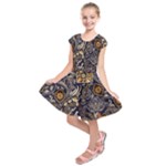 Paisley Texture, Floral Ornament Texture Kids  Short Sleeve Dress