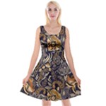 Paisley Texture, Floral Ornament Texture Reversible Velvet Sleeveless Dress