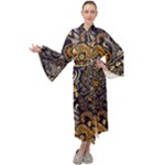 Paisley Texture, Floral Ornament Texture Maxi Velvet Kimono