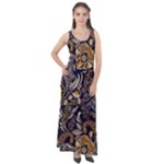 Paisley Texture, Floral Ornament Texture Sleeveless Velour Maxi Dress