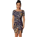 Paisley Texture, Floral Ornament Texture Fitted Knot Split End Bodycon Dress