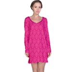 Pink Pattern, Abstract, Background, Bright Long Sleeve Nightdress