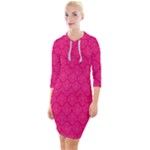 Pink Pattern, Abstract, Background, Bright Quarter Sleeve Hood Bodycon Dress