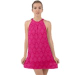 Pink Pattern, Abstract, Background, Bright Halter Tie Back Chiffon Dress