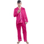 Pink Pattern, Abstract, Background, Bright Men s Long Sleeve Satin Pajamas Set