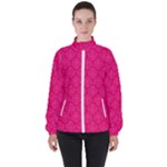 Pink Pattern, Abstract, Background, Bright Women s High Neck Windbreaker