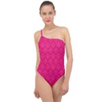 Pink Pattern, Abstract, Background, Bright Classic One Shoulder Swimsuit