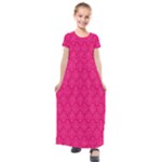 Pink Pattern, Abstract, Background, Bright Kids  Short Sleeve Maxi Dress