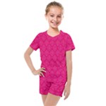 Pink Pattern, Abstract, Background, Bright Kids  Mesh T-Shirt and Shorts Set