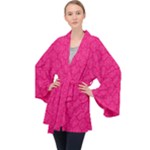 Pink Pattern, Abstract, Background, Bright Long Sleeve Velvet Kimono 