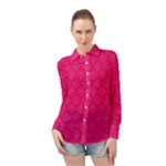 Pink Pattern, Abstract, Background, Bright Long Sleeve Chiffon Shirt