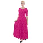 Pink Pattern, Abstract, Background, Bright Half Sleeves Maxi Dress