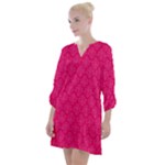 Pink Pattern, Abstract, Background, Bright Open Neck Shift Dress