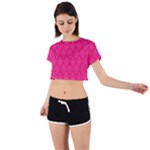 Pink Pattern, Abstract, Background, Bright Tie Back Short Sleeve Crop T-Shirt