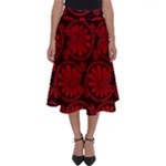 Red Floral Pattern Floral Greek Ornaments Perfect Length Midi Skirt