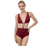 Red Floral Pattern Floral Greek Ornaments Tied Up Two Piece Swimsuit