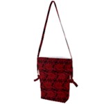 Red Floral Pattern Floral Greek Ornaments Folding Shoulder Bag