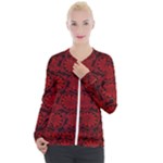 Red Floral Pattern Floral Greek Ornaments Casual Zip Up Jacket
