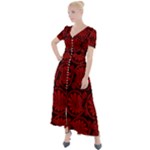 Red Floral Pattern Floral Greek Ornaments Button Up Short Sleeve Maxi Dress