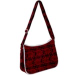 Red Floral Pattern Floral Greek Ornaments Zip Up Shoulder Bag