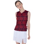 Red Floral Pattern Floral Greek Ornaments Women s Sleeveless Sports Top