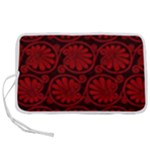 Red Floral Pattern Floral Greek Ornaments Pen Storage Case (M)